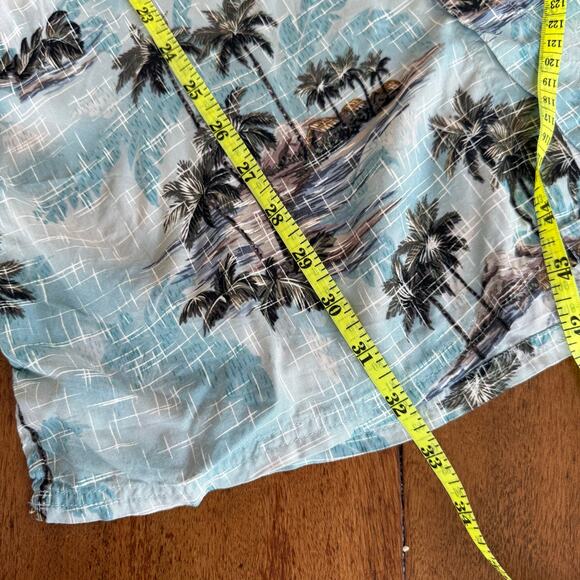 Foundry Co Blue Hawaiian Button Up Shirt Mens Large Tall Vacation Tropical Blue - Picture 8 of 9